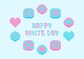 Vector illustration for White Day. Pixel art of sweets and letters