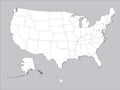 White Federal States Map of the United States of America Gray Background