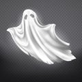 Vector white ghost, Halloween spooky monster
