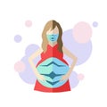 Vector illustration on white isolated background named Wearing Mask You Protect Not Only Your Llife But Also Life Of Your Child,