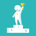 Vector illustration of white man proudly standing on the winning Royalty Free Stock Photo