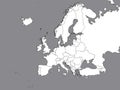 White Map of Europe With Countries on Grey Background Royalty Free Stock Photo