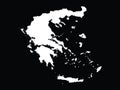 White Map of Greece on black background Royalty Free Stock Photo