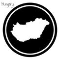 vector illustration white map of Hungary on black circle, isolated on white background Royalty Free Stock Photo