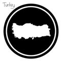 Vector illustration white map of Turkey on black circle, isolate Royalty Free Stock Photo