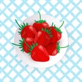 Vector illustration of fresh strawberries on white plate.