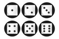 Vector illustration of white realistic game dice icon in flight closeup isolated on white background.