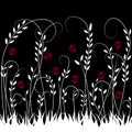 Vector illustration of white and red floral design over black background Royalty Free Stock Photo