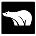Vector illustration of a white silhouette bear. Isolated black background. Royalty Free Stock Photo