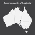 Vector illustration white silhouette map of Australia isolated on black background Royalty Free Stock Photo