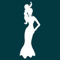 Vector illustration with white silhouette of woman dancing belly Royalty Free Stock Photo