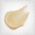 Vector illustration of a white smeared cream in top view, liquid white chocolate, cosmetics, dirty stain