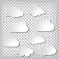 Vector illustration of white thought clouds bubbles set on chequered background Royalty Free Stock Photo