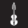 Vector illustration of white viola guitar, flat style Royalty Free Stock Photo