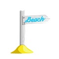 Vector illustration of white wooden pointer to the beach