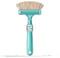Vector illustration of a wide paint brush with a turquoise handle Royalty Free Stock Photo
