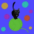 Vector illustration wiht blak cat