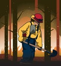 Wildland firefighter vector illustration Royalty Free Stock Photo