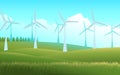 Vector illustration of a wind turbine energy farm