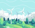 Vector illustration Wind turbine renewable energy