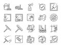 Window Cleaning line icon set. Included icons as cleaner services, clean, career, job, occupancy, Window sponge and more.