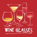 Vector illustration of wine glasses.