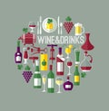 Vector illustration of wine set. Drinks collection. Royalty Free Stock Photo