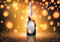 Vector illustration of Wineglass with black wine bottles of champagne Royalty Free Stock Photo