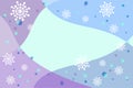 Vector illustration, winter background, multicolored sections in blue, purple, pink colors, snowballs decor