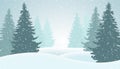 Vector illustration of winter forest with snow and mist, suitable as greeting card Royalty Free Stock Photo