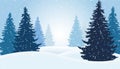 Vector illustration of winter forest with snow and mist, suitable as Christmas card Royalty Free Stock Photo