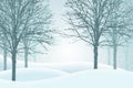 Vector illustration of winter forest with snow and mist, suitable as Christmas card Royalty Free Stock Photo