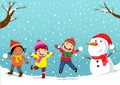Winter fun. Happy children playing in the snow Royalty Free Stock Photo