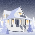 Vector illustration of the winter house