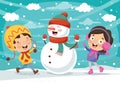 Vector Illustration Of Winter Kids Royalty Free Stock Photo