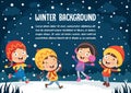 Vector Illustration Of Winter Kids Royalty Free Stock Photo