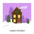 Vector illustration of a winter landscape. New Year card. Winter is comming. Happy holidays