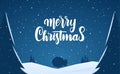 Winter snowy scene with Santa Claus and Hand lettering of Merry Christmas Royalty Free Stock Photo