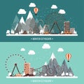 Vector illustration. Winter urban landscape. City with snow. Christmas and new year. Cityscape. Buildings.Mountaines