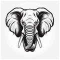 Vector illustration of wise unkind elephant face with big tusks