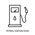 Vector illustration withpetrol station icon. Outline drawing Royalty Free Stock Photo