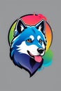 Vector illustration of a wolf head on a background of rainbow colors Royalty Free Stock Photo