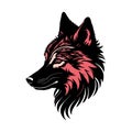 Vector illustration of a wolf head in black and pink Royalty Free Stock Photo