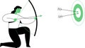 Vector illustration of a woman archer aiming at a target