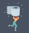 Vector illustration of woman bringing toilet paper roll.