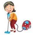 Vector Illustration Of Woman Doing Housework Royalty Free Stock Photo