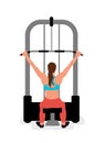 Vector illustration of a woman doing lat pulldown