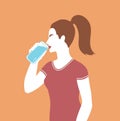 Vector illustration of woman drinks water Royalty Free Stock Photo