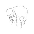 Vector illustration of woman face drawn in black continuous line