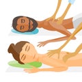 Vector illustration of woman and man pampering herself